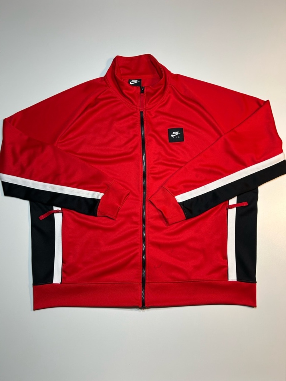 Nike Sportswear Air Full-Zip University Red Black White Striped Track Jacket